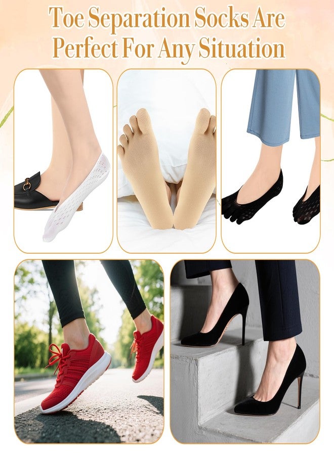 Aysatogc 4 Pairs Ortho Toe Compression Socks, Bunion Toe Alignment Relief Socks Toe Sock for Women No Show Low Cut Five Finger Sock for Women & Men Full Toe Yoga Sock - Image 5